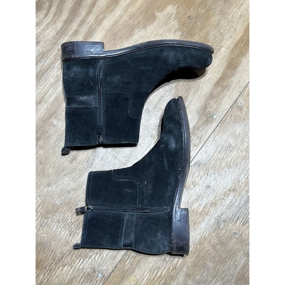 Tory Burch Tory Burch Black Suede 'Alaina' Logo Ankle Boots Women 9M Zip - Picture 2 of 13